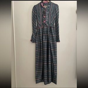 Bill Tice Royal Robes Hostess Gown Dress Taffata Stripe